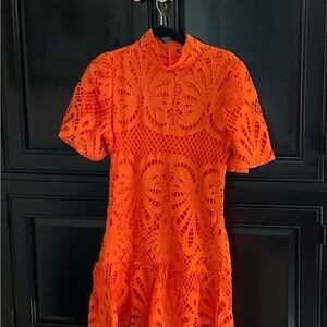 Vibrant Orange Lace Dress